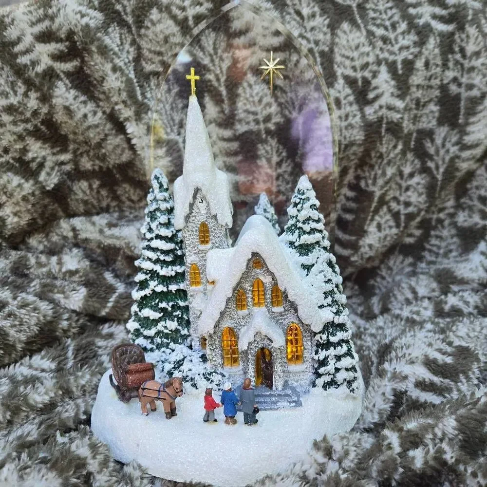 Thomas Kinkade Winter At Mountain Chapel 2008 Christmas Village church
